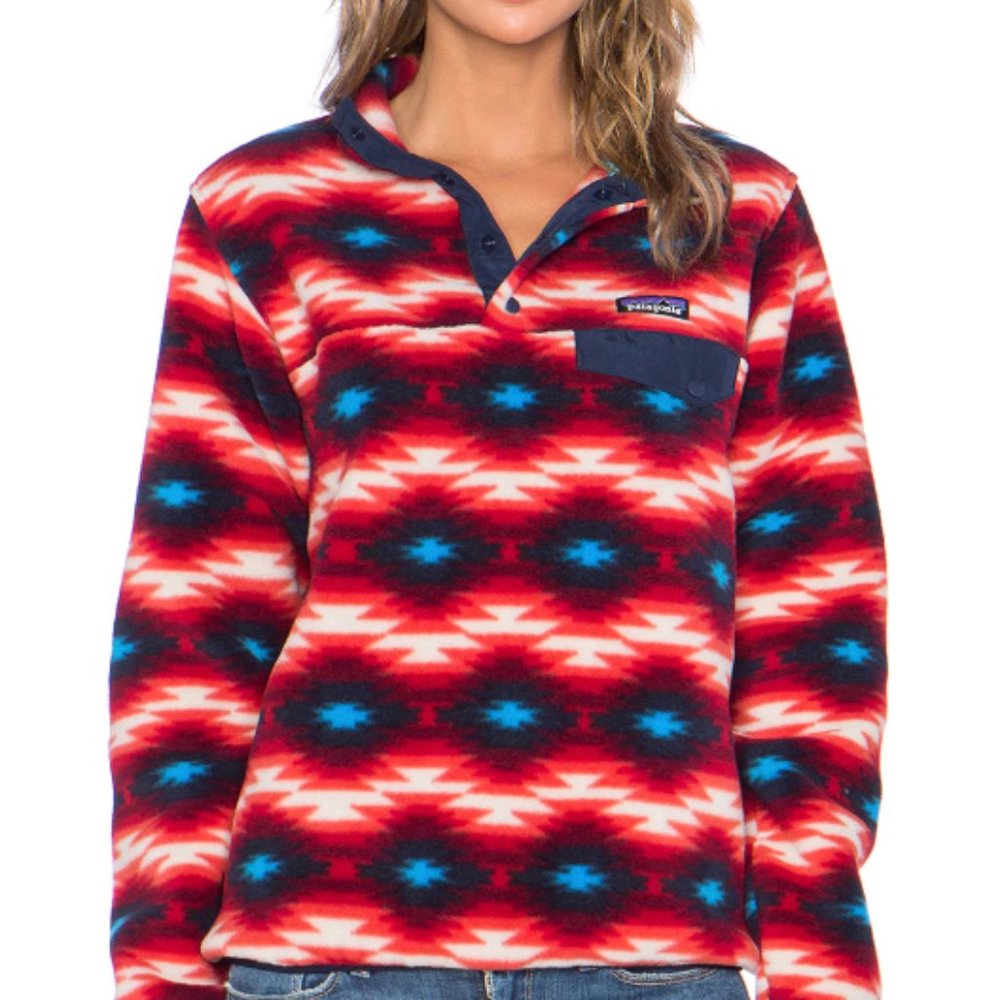 Patagonia Synchilla Snap T Pullover in Classic Red Wild Desert